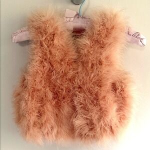 Joyfolie Fluffy 100% Feather Girls Vest Size L Dusty Pink